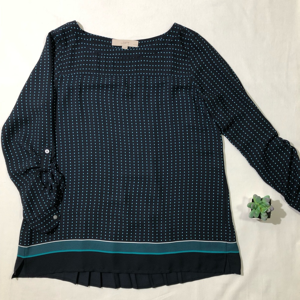 Ann Taylor LOFT Teal Mid Sleeve Flowy Blouse SP